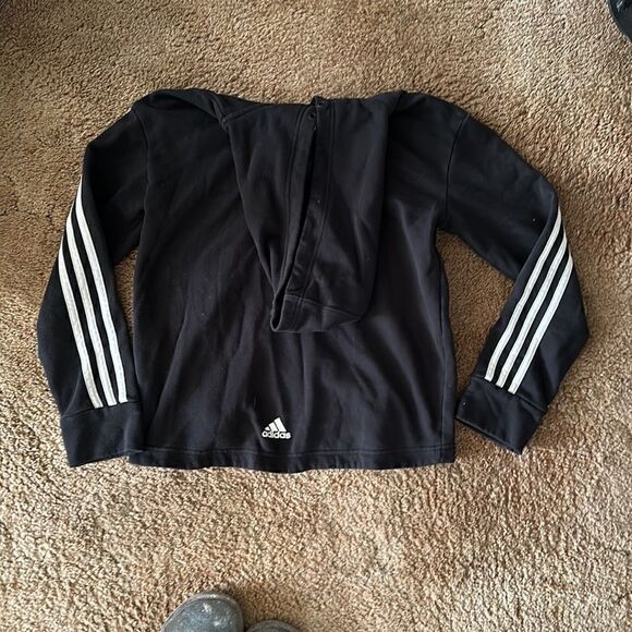 Classic Original Black + White Small Adidas Logo Hoody - Picture 2 of 3
